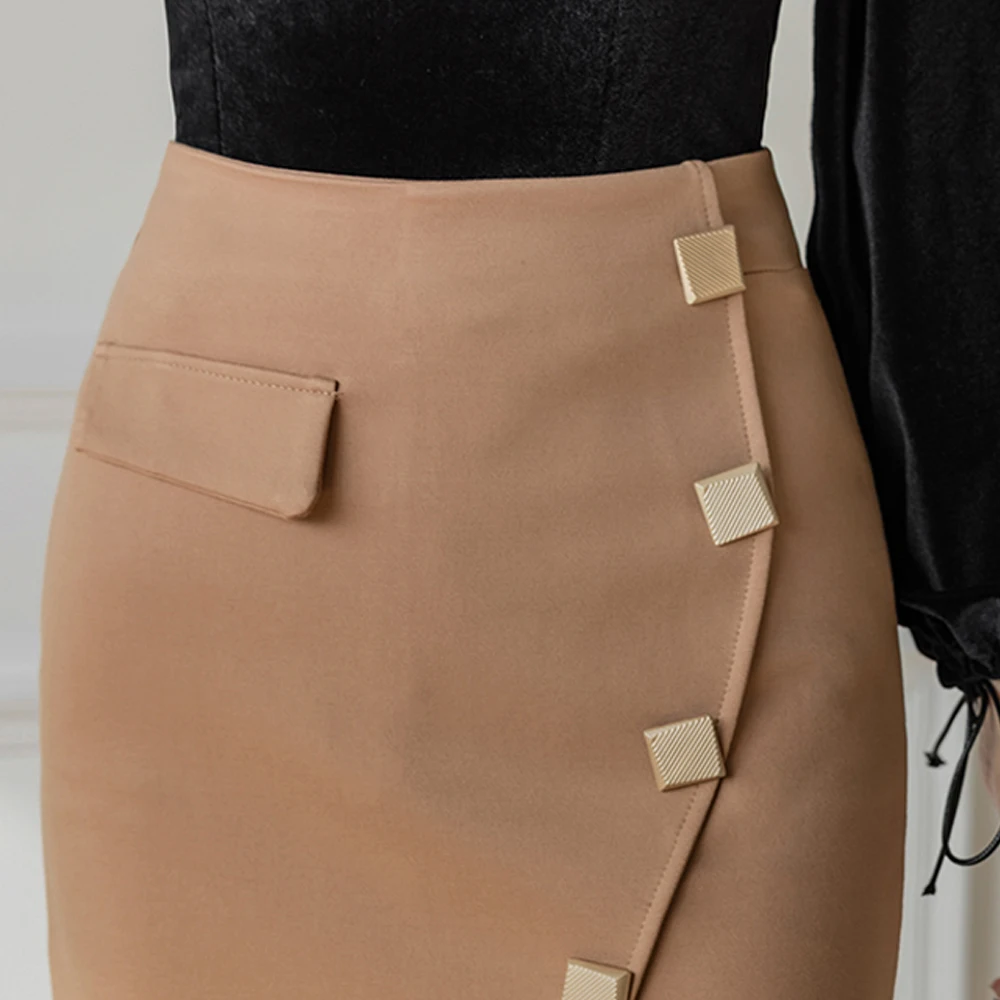 Ajio Brown Pencil Skirt Knee Length Ajio High Waisted Pencil Skirt