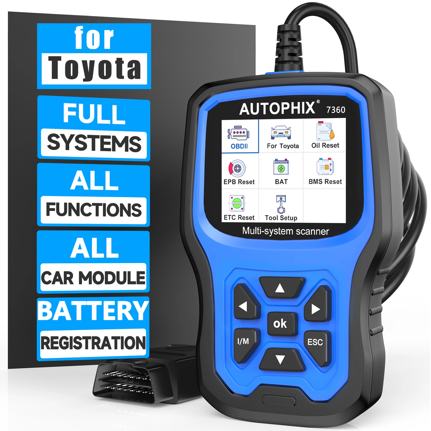 Autophix 7360 para o varredor de toyota obd2 todo o sistema de