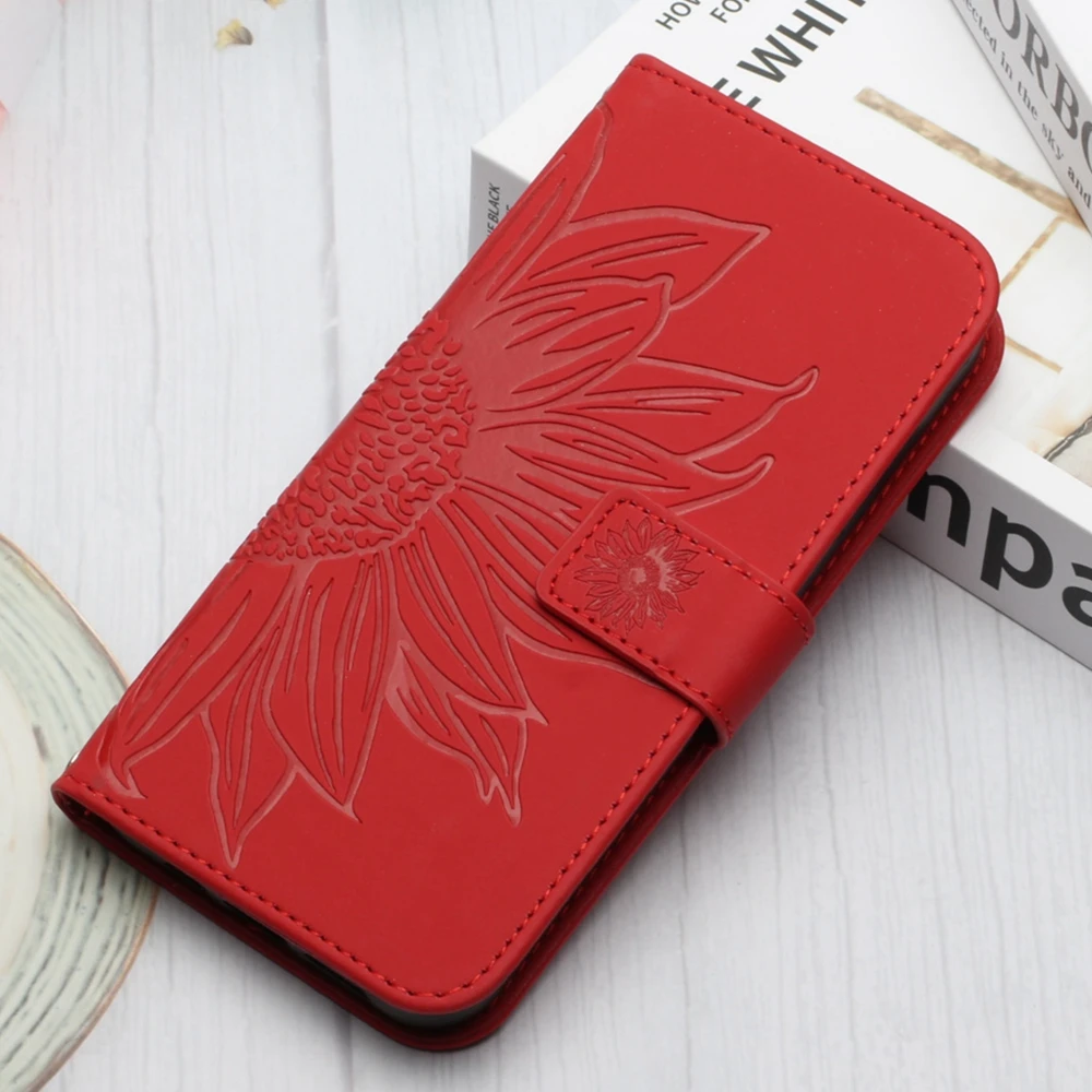 3D Sunflower Leather Wallet Phone Book Case