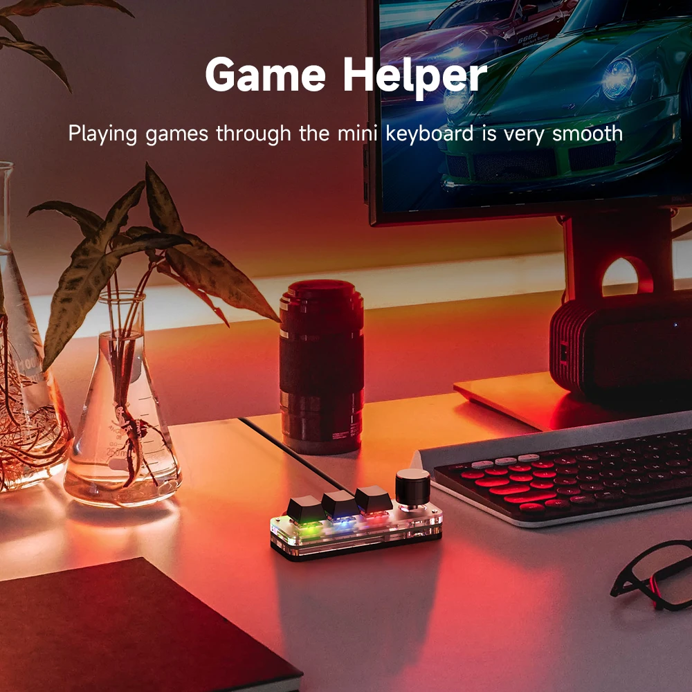 Programming Macro Knob Mechanical Keyboard with RGB Light Gaming Keyboard Mini Button PS Hotswap Macropad