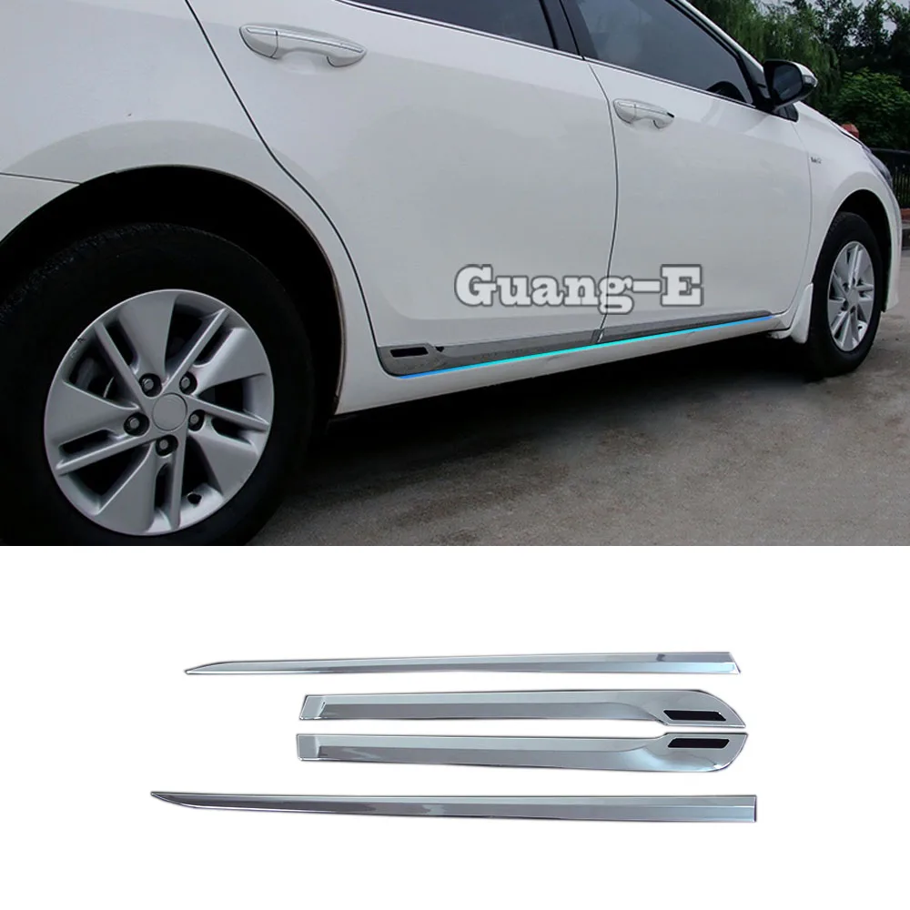 High Quality Hot Car ABS Chrome Side Door Body Trim Stick Strip Lamp Panel  Molding 4pcs For Toyota Corolla Altis 2014 2015-2019