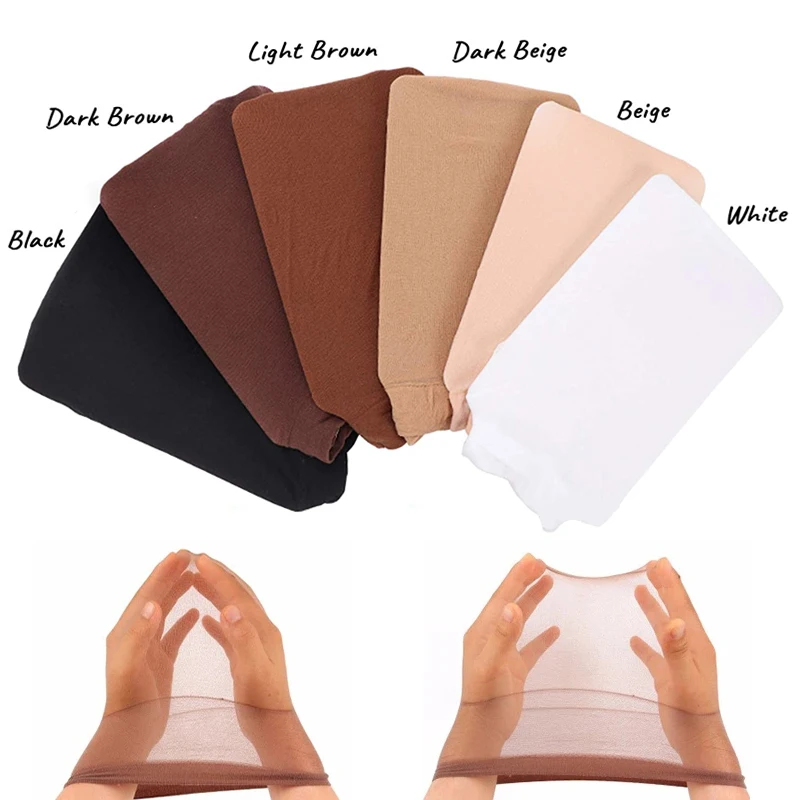 

6 Pcs/3Bags Wig Cap Fashion Stretchable Mesh Wig Caps Stocking Elastic Liner Mesh For Making Wigs Black Brown Beige 6 Colors
