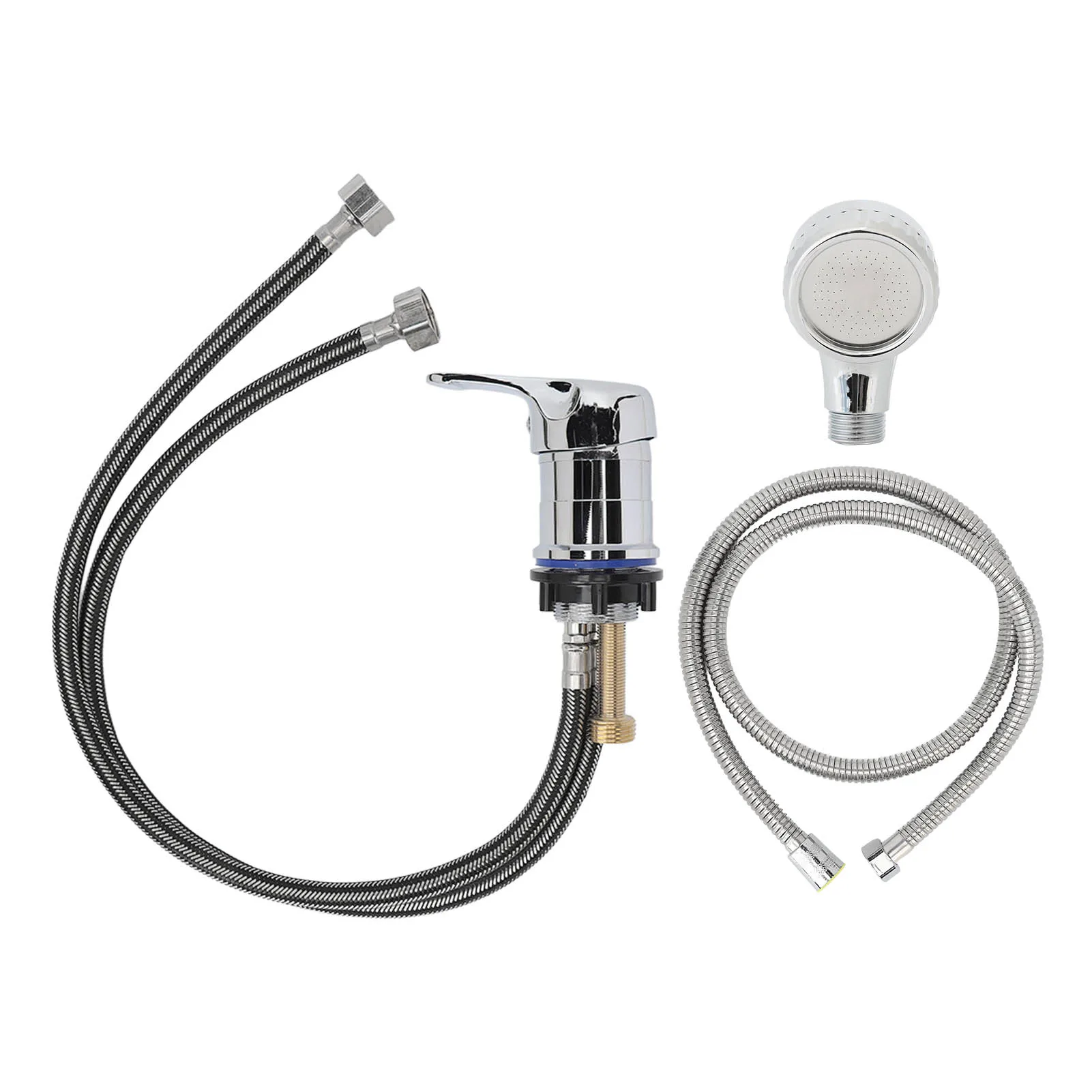 

Salon Water Faucet Set Replacement Zinc Alloy Hot Cold Mixer Chrome Plated Finish Shampoo Faucet Sprayer Kit for Beauty Salon