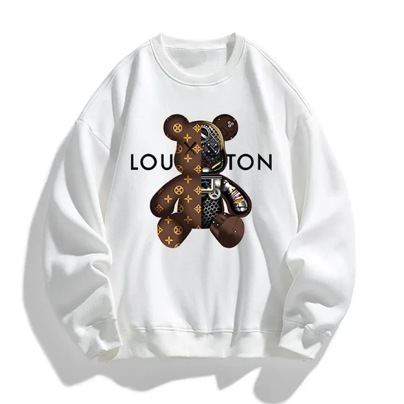 

Толстовка мужская с капюшоном, свитшот с длинным рукавом, пуловер с принтом медведя, уличная одежда в стиле Харадзюку, флисовое пальто, Осень-зима