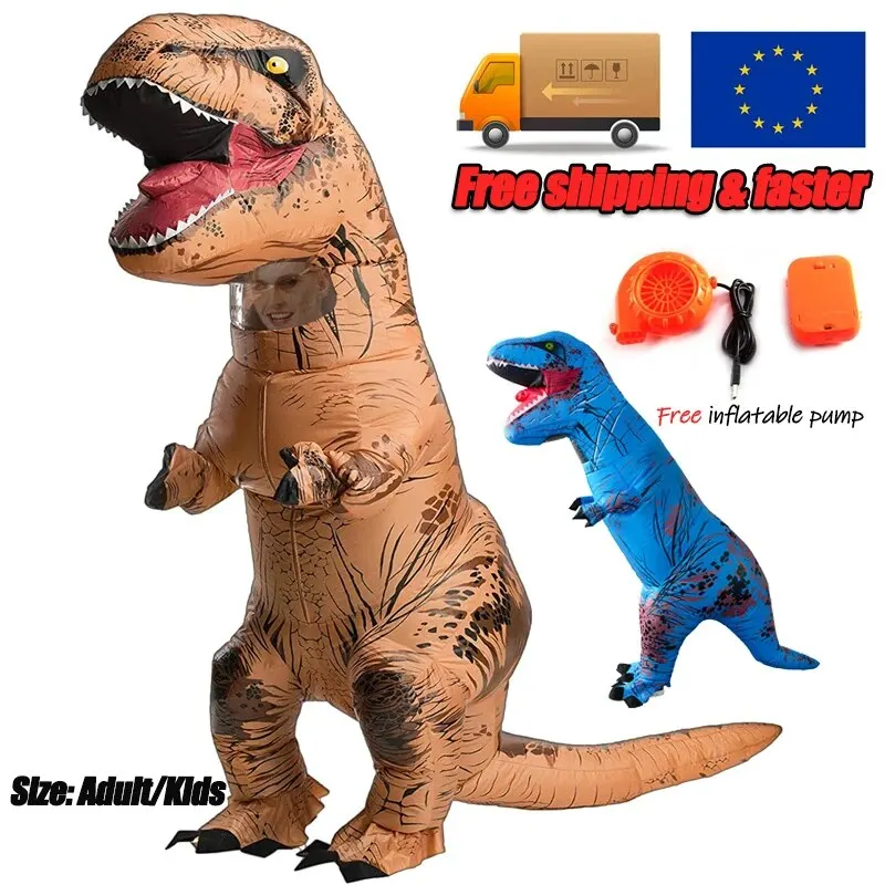 성인 및 어린이용 티라노사우르스 풍선 코스튬, 방수 공룡 역할 놀이 생일 서프라이즈, 재미있는 파티 의류, 어린이 선물