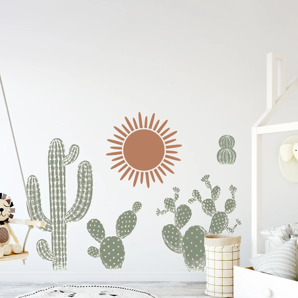 Cartoon Cute Cactus Boho Wall Art Wall Stickers Removable for Bedroom Living Room Nursery Decoration Decals