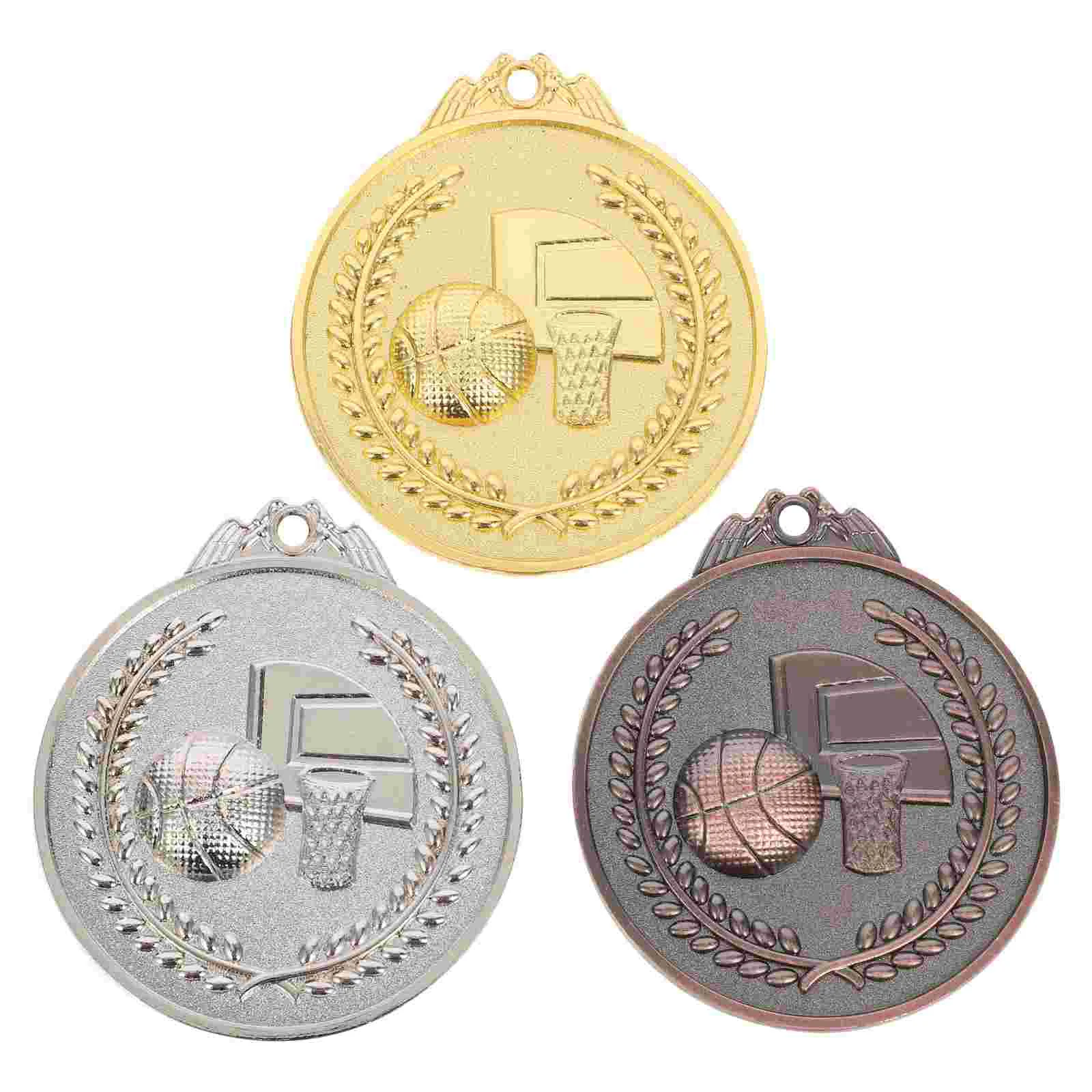 

3 шт. медаль для бега, баскетбольные спортивные медали, металлический сплав цинка, серебряная атлетика