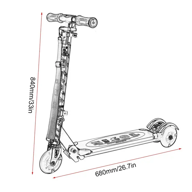 3 Wheel Adjustable Height Aluminum Alloy Children Scooter Foldable Shock Absorption Outdoor Play Stroller Scooter Toy 6