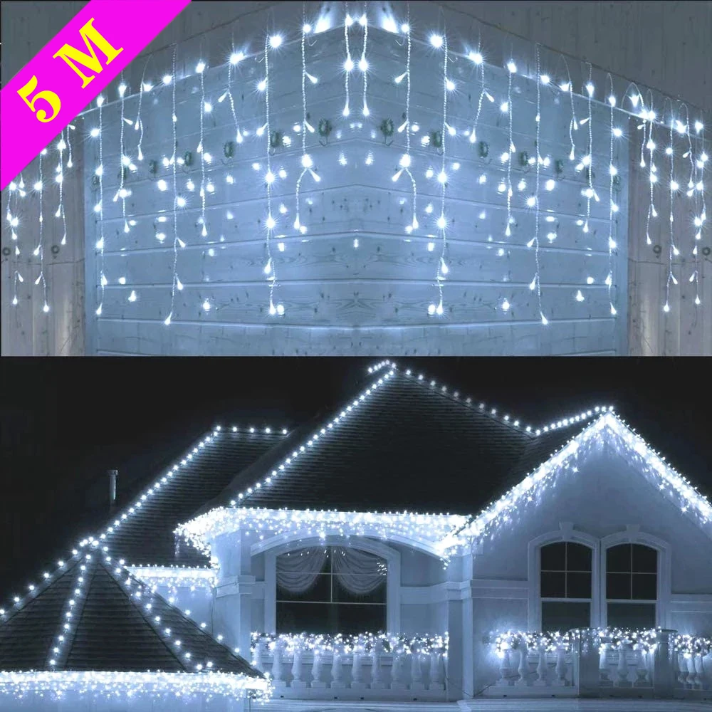 Christmas Decorations For Home Outdoor LED Curtain Icicle String Light Street Garland On The House Winter 5m Droop 0.6-0.8m exquisite halloween inflatables 12ft haunted house castle archway outdoor halloween decorations for yard lawn garden arch
