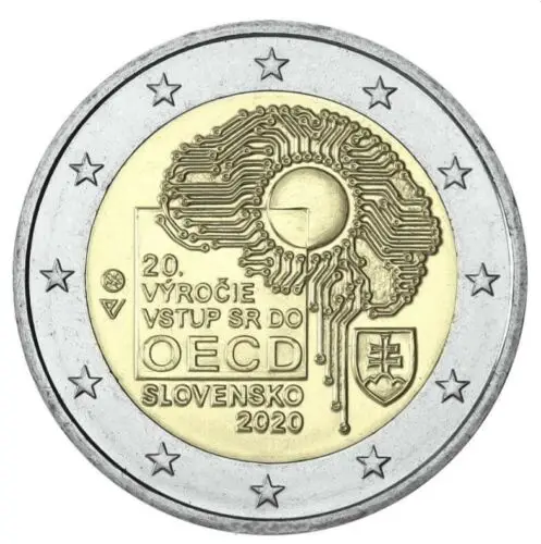 Il 20 ° Anniversario Dell'Ingresso Della Slovacchia All'Oecd Sulla Moneta Commemorativa 2020 2 Euro Unc Nuovo Di Zecca