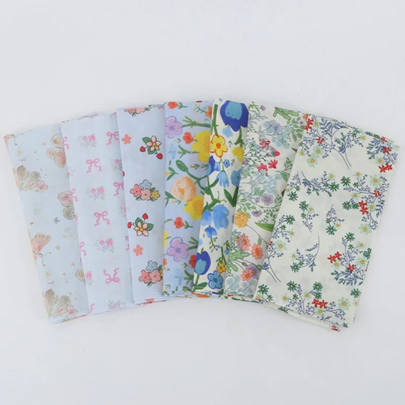 3Pcs 45x45cm Platz Baumwolle Pastoralen Blume Gedruckt Tragbare Dame Taschentuch Frauen Saugfähigen Handtuch Hochzeit Party geschenk – Detail 2