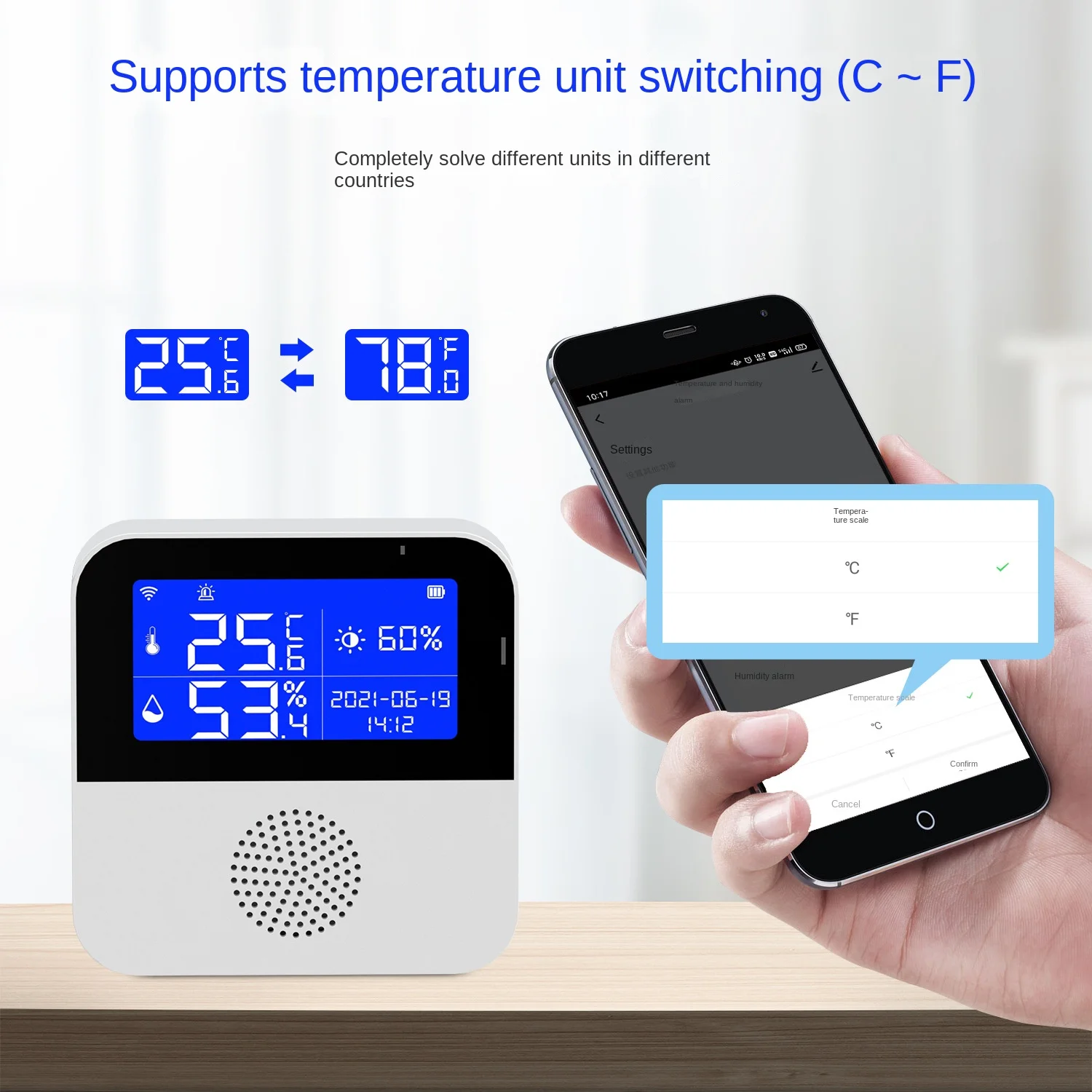 Tuya Smart WiFi Humidity and Temperature Sensor with Display and Alarm