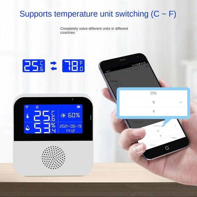 Tuya WiFi Temperature Humidity Sensor LCD Display Smart Life Remote Monitor Indoor Thermometer Hygrometer Meter Support Alexa 3