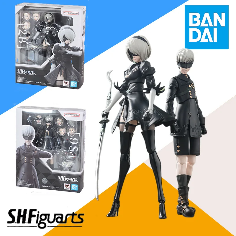 반다이 오리지널 박스 S.H.Figuarts Nier:Automata 2B 9S 모델 키트, 애니메이션 액션 피규어 완제품 모델, 어린이 장난감 선물