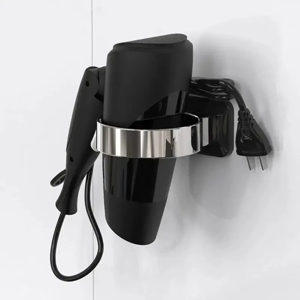 Punch-free Hairdryer Storage Rack Wall Mounted Holder Stand Shelf For Home Bathroom Dressing Room No Drill Organizer