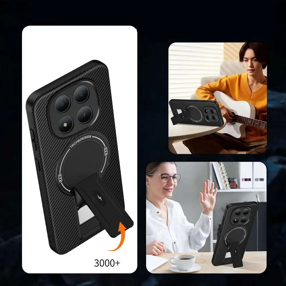 Carbon Fiber Magnetic Ring Stand Holder Case - Invisible Design Cover