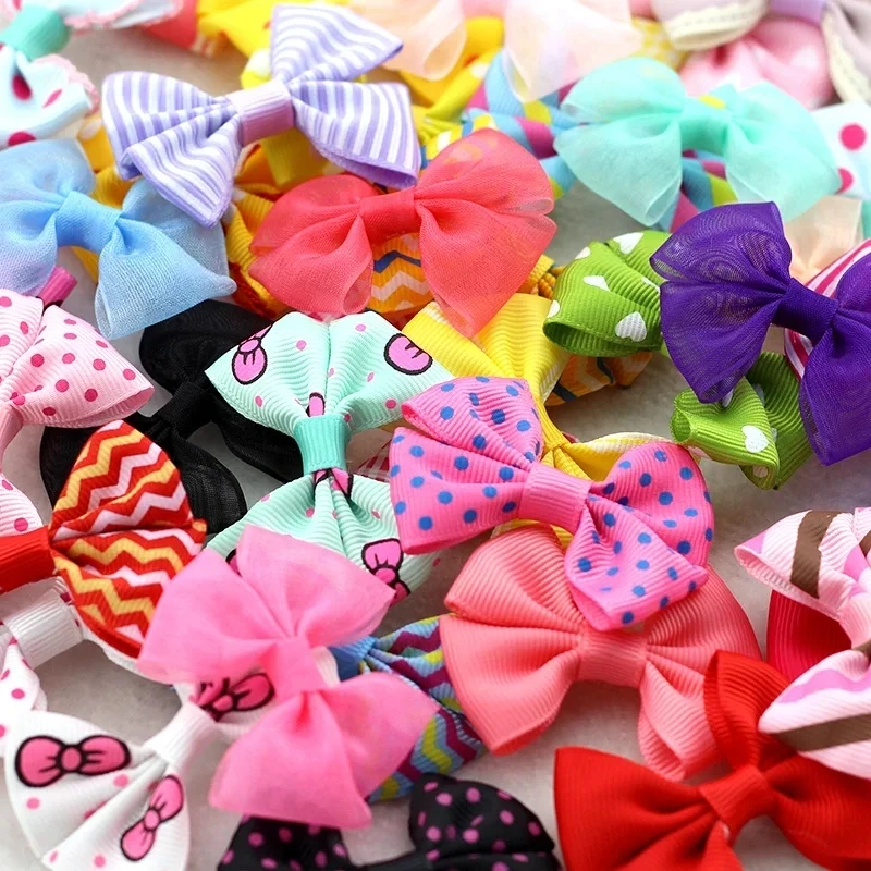 

10Pcs/lot 2"baby girls Ribbon bows Candy Color Dot Print Snow yarn Multi Styles Bow Hairpin Hair Clips kids hair accessories