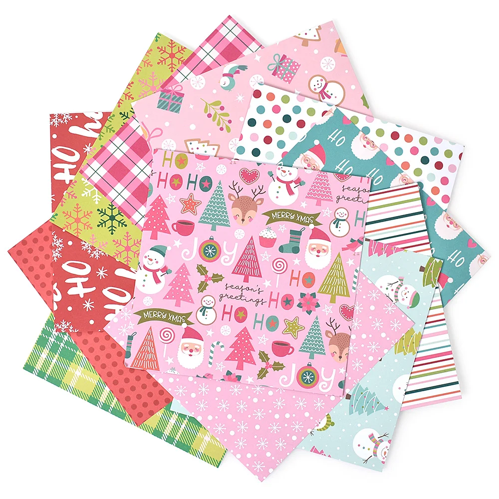 Cute Christmas Background Paper 6-Inch DIY Origami Decorative Paper 12