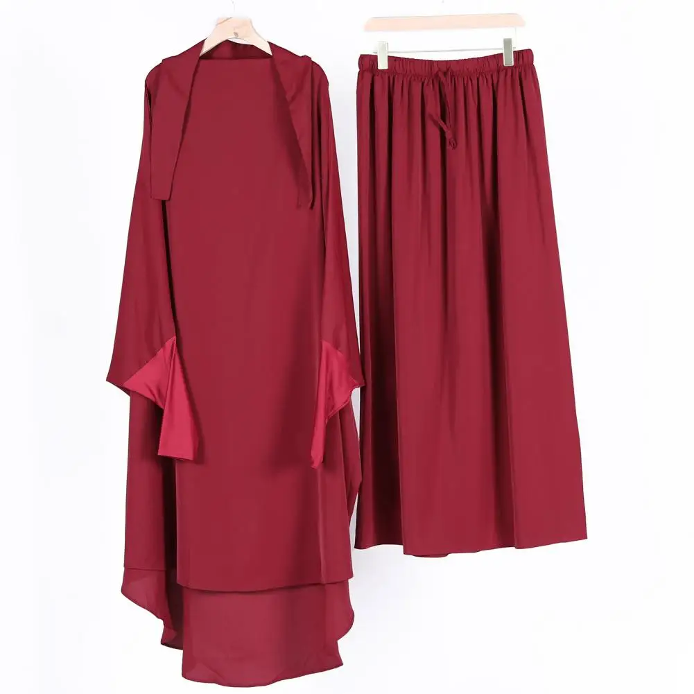 

Women Suit Traditional Middle Eastern Women's Robe Skirt Set with Drawstring Waist Pleated Design Soft for Conservative