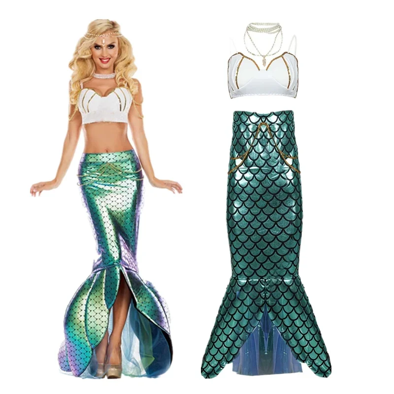 

Sexy Romantic Beauty Mermaid Costumes Adult Women Adult Princess Ariel Sea Maid Stage suit Bra Mermaid Tail Halloween Costume