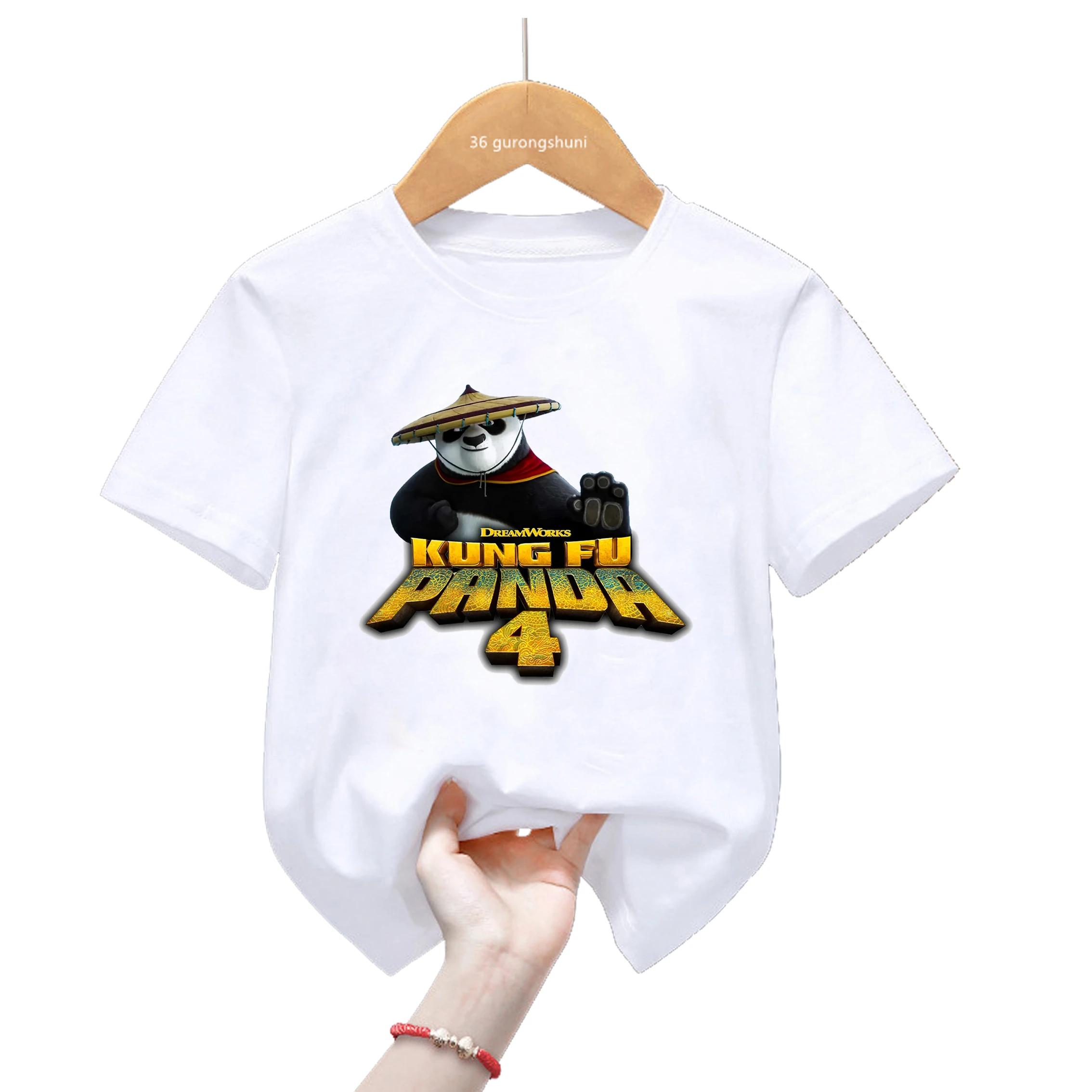 

2024 New Movie Master Kung-Fu Panda 4 T Shirt Funny Animal Cartoon Print T-Shirt Boys Girls Unisex Kids Clothes Short Sleeve Top