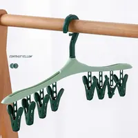 1PC Multifunctional Windproof Drying Rack with 8 Clips for Clothes Underwear Socks Candy-Colored Plastic Clothes Hanger 1