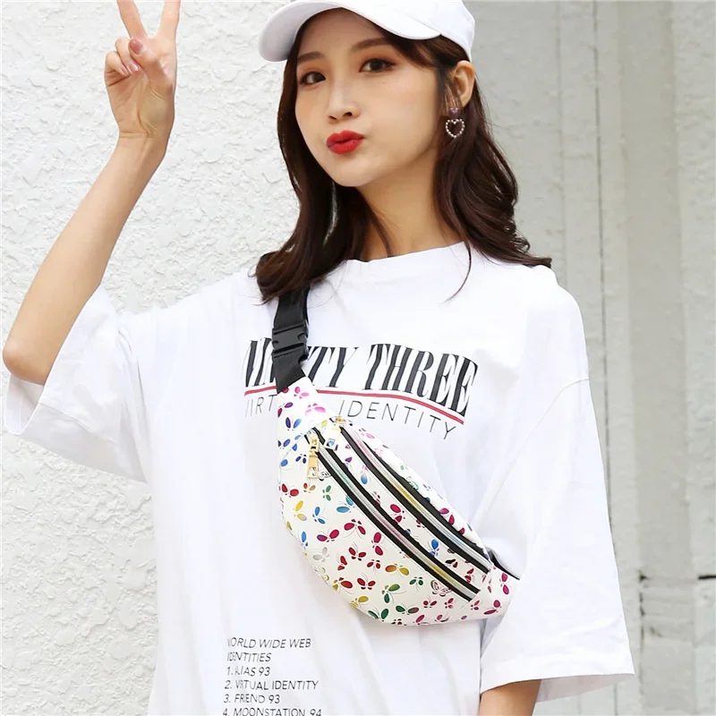 Waist Bag Crossbody Bag Colorful Waist Bag for Women Style Belt Bag Laser Print Crossbody Female Waist Pack Travelling Mobile Phone Bags Case