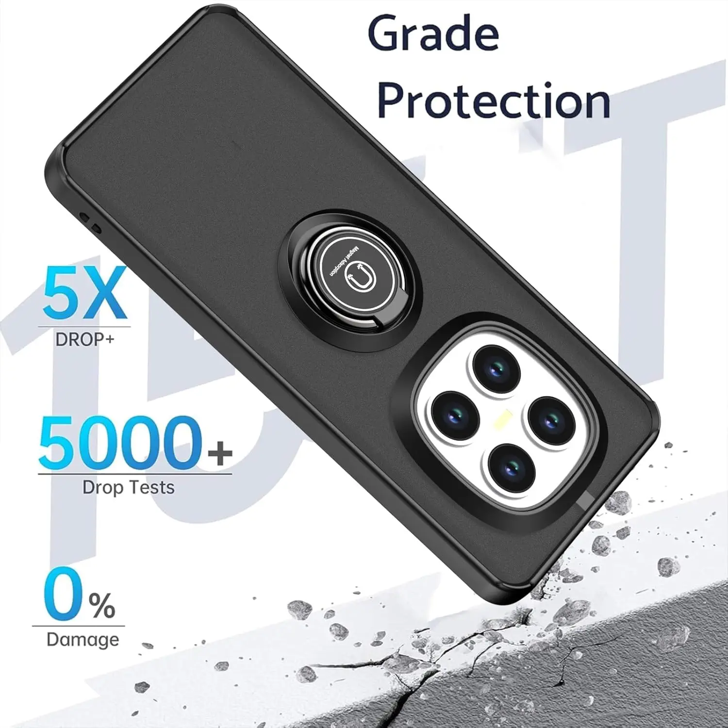 Shockproof Matte Case with Magnetic Stand and Ring Holder