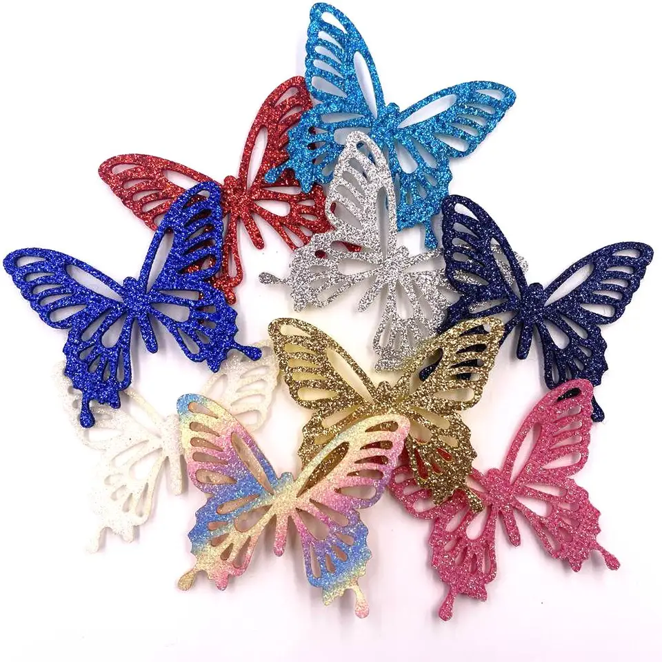 Patch Brodé Papillon à Paillettes - Décoratif Pour Vêtements, Sacs, Mariage, Fêtes, Dimensions Environ 26x17 Cm