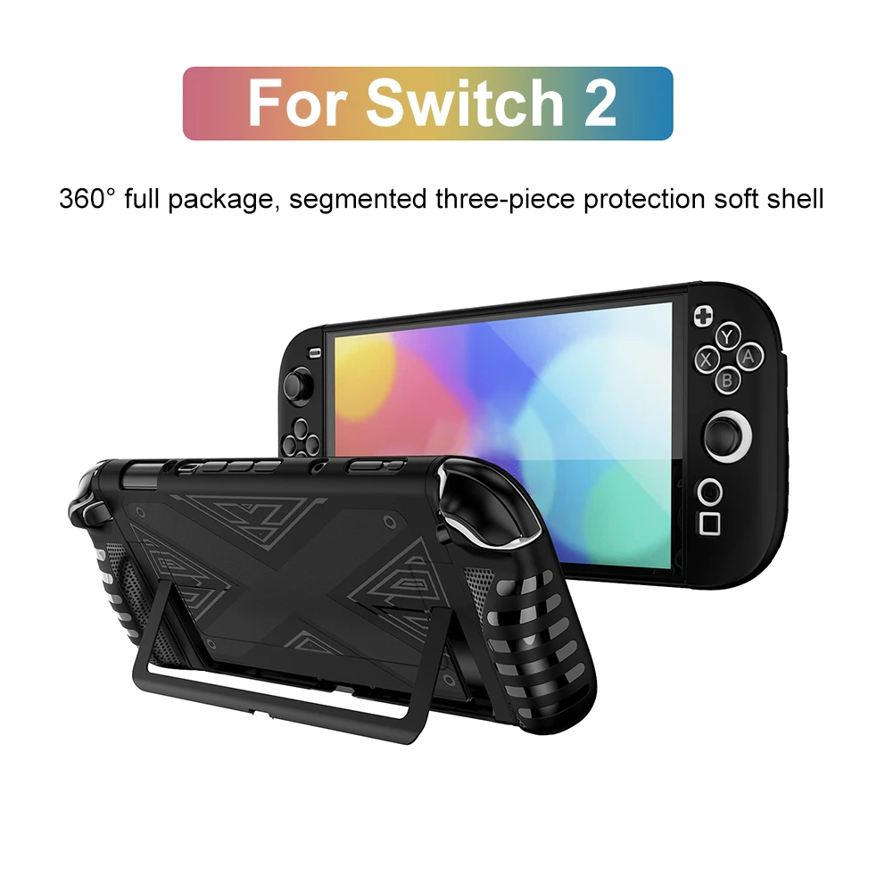 TPU Case for Nintendo for Switch 2 Console Ergonomic Handle Grip Cover Shockproof Protective Cover Anti-Scratch Skin Case Cover