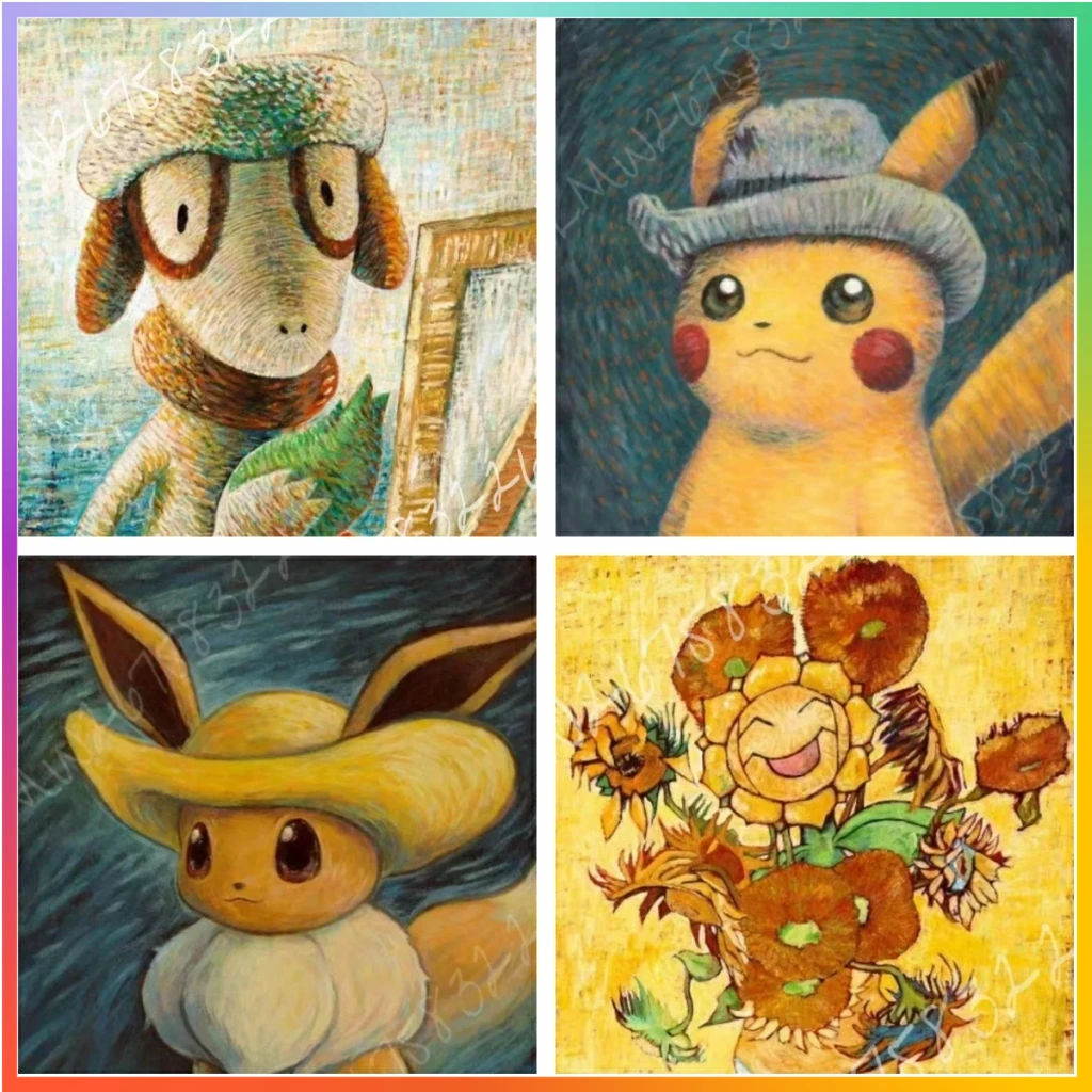 【レア物】油絵風アートアクリルスタンド ゴッホピカチュウ ポケモンがゴッホ美術館とコラボ ピカチュウがゴッホ風のポスト