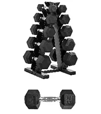 Description Picture 5 of itemACAP Barbell 150 LB Coated Hex Dumbbell Weight Set with Vertical Rack | Multiple Colors
