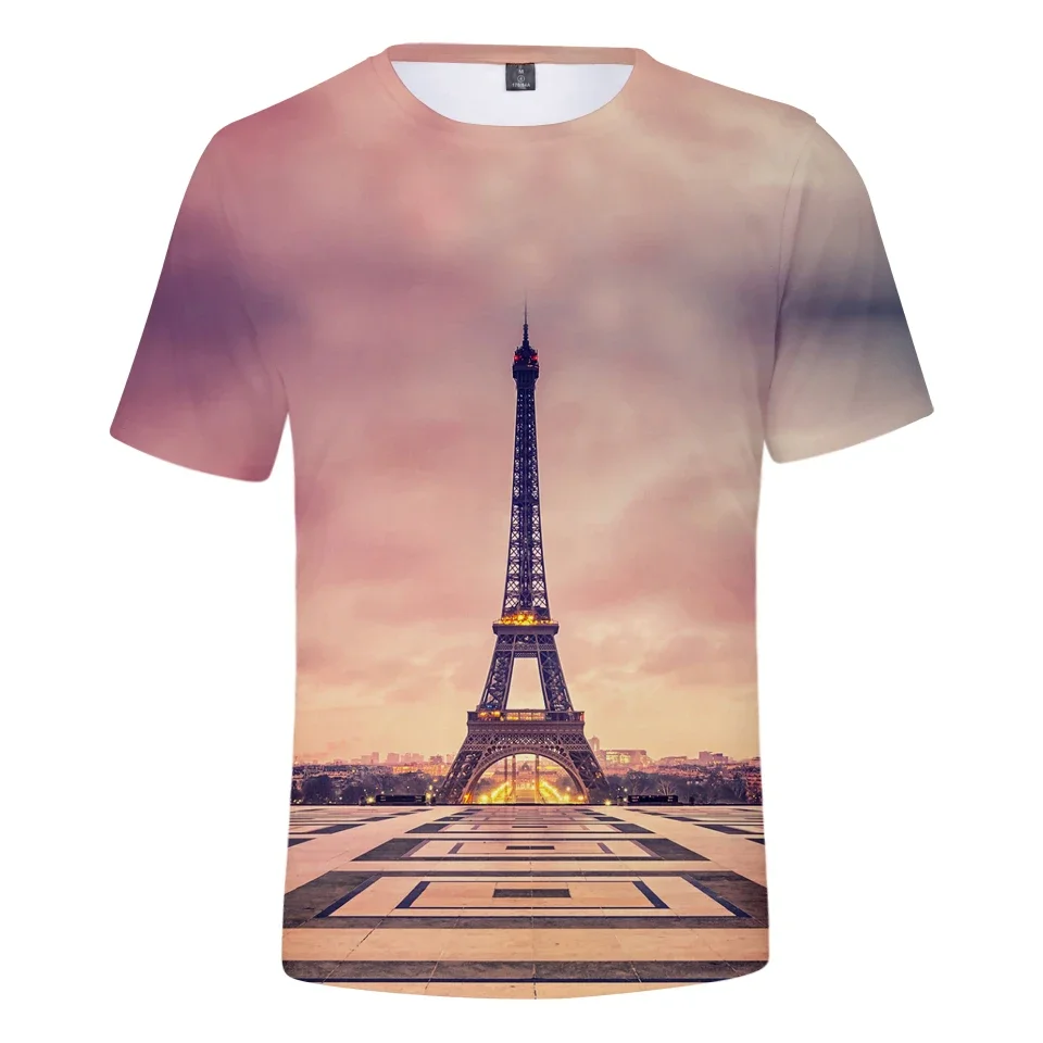 

France Paris Eiffel Tower 3D T Shirt Women/Men T-shirt Famous La Tour Eiffel T Shirt Pullover Tee Tops Clothing