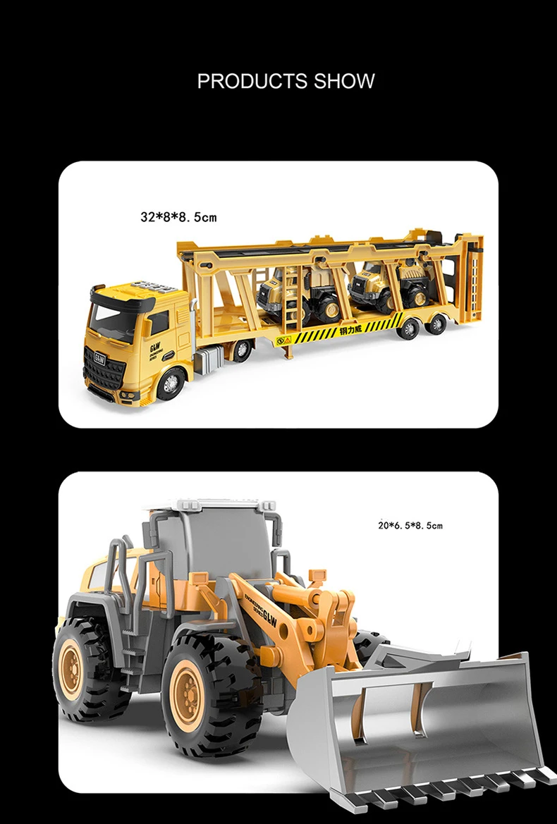 Vamei Véhicules De Construction Ensemble Jouet De Camion Friction J Voiture Jouet Metal Avec Excavatrice Camion Malaxeur Am