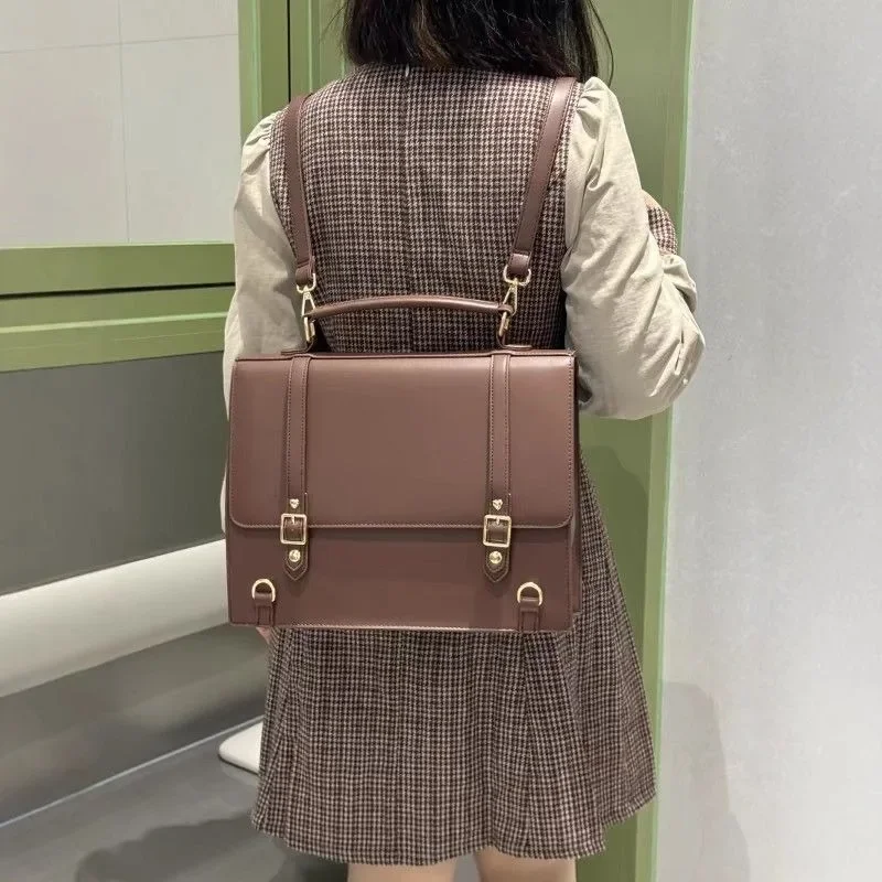 PU Leather Japanese Ita Backpacks Transparent Jk Lolita Pain Bags Flap Pocket Student Shoulder Bags Preppy Style Bag Girls