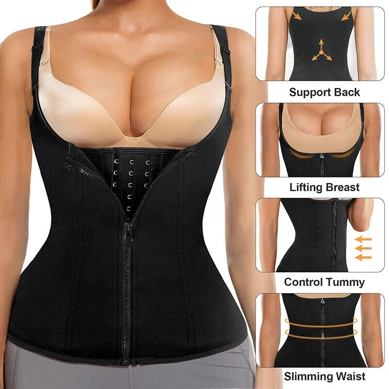 Waist Trainer Zipper Vest Tummy Control Corset Top Body Shaper