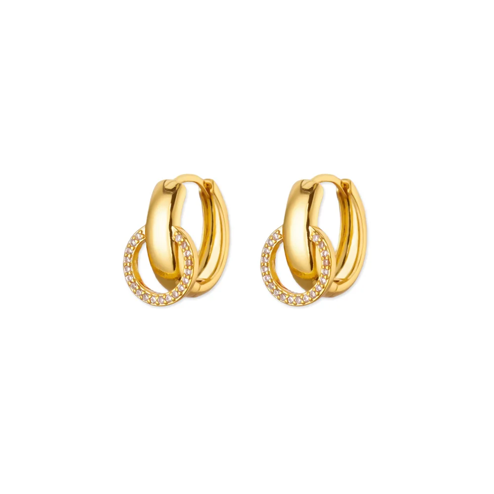 Zircon Double Circle Earrings for Women