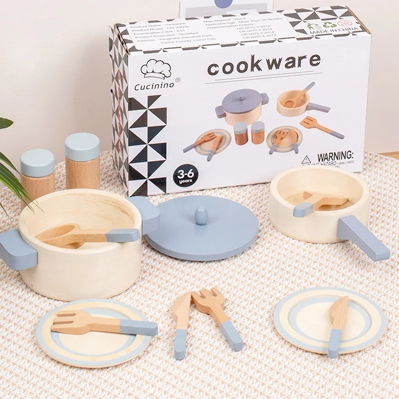 Natural Wood Children'S Preschool Toys Fruits And Vegetables Simulation Play House Kitchenware Cognitive Wooden Model Toys Gift