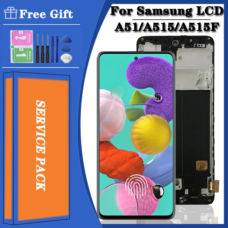 Super AMOLED для Samsung A51 A515 жк-дисплей A515F/DS A515FD A515 жк-дисплей сенсорный экран замена A515F дисплей