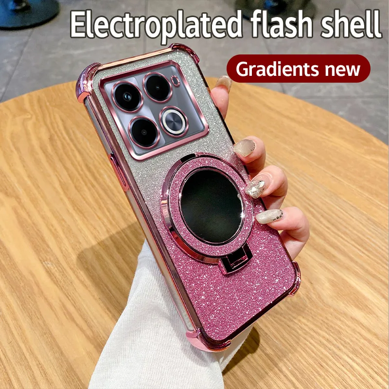 Shockproof Holder Ring Mirror Phone Case with 6D Protection