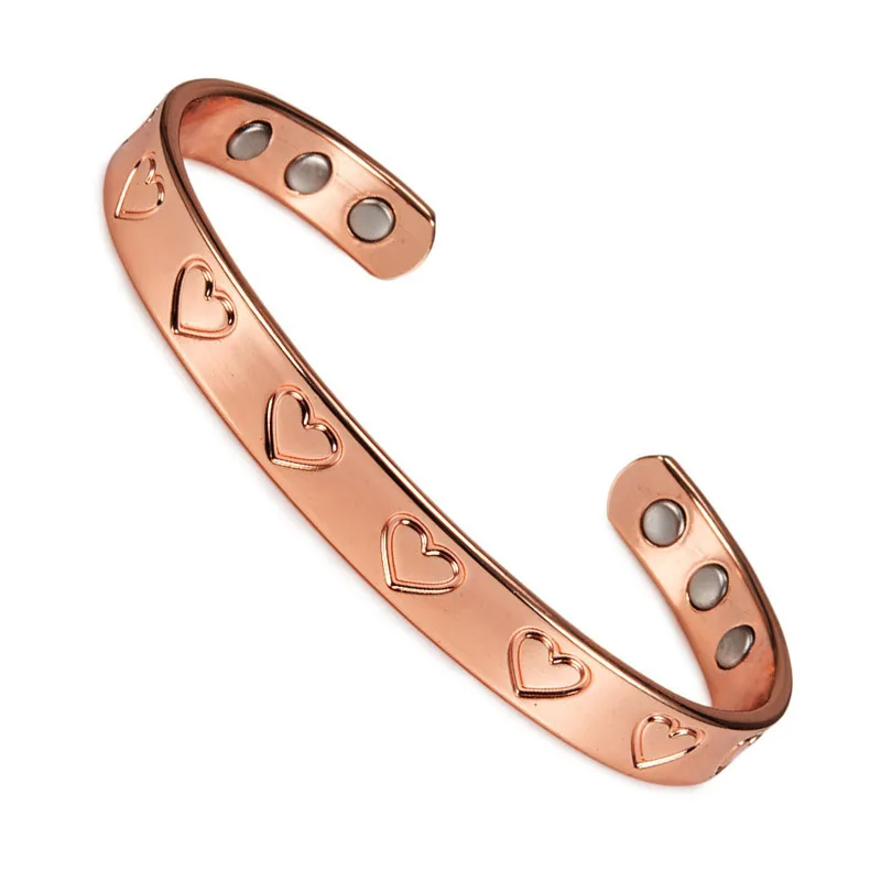 

Heart Women Lymph Drainage Magnetic Bracelet Copper Magnet Therapy Brasalete Pain Relief for Arthritis Joint 3500 Gauss Magnets