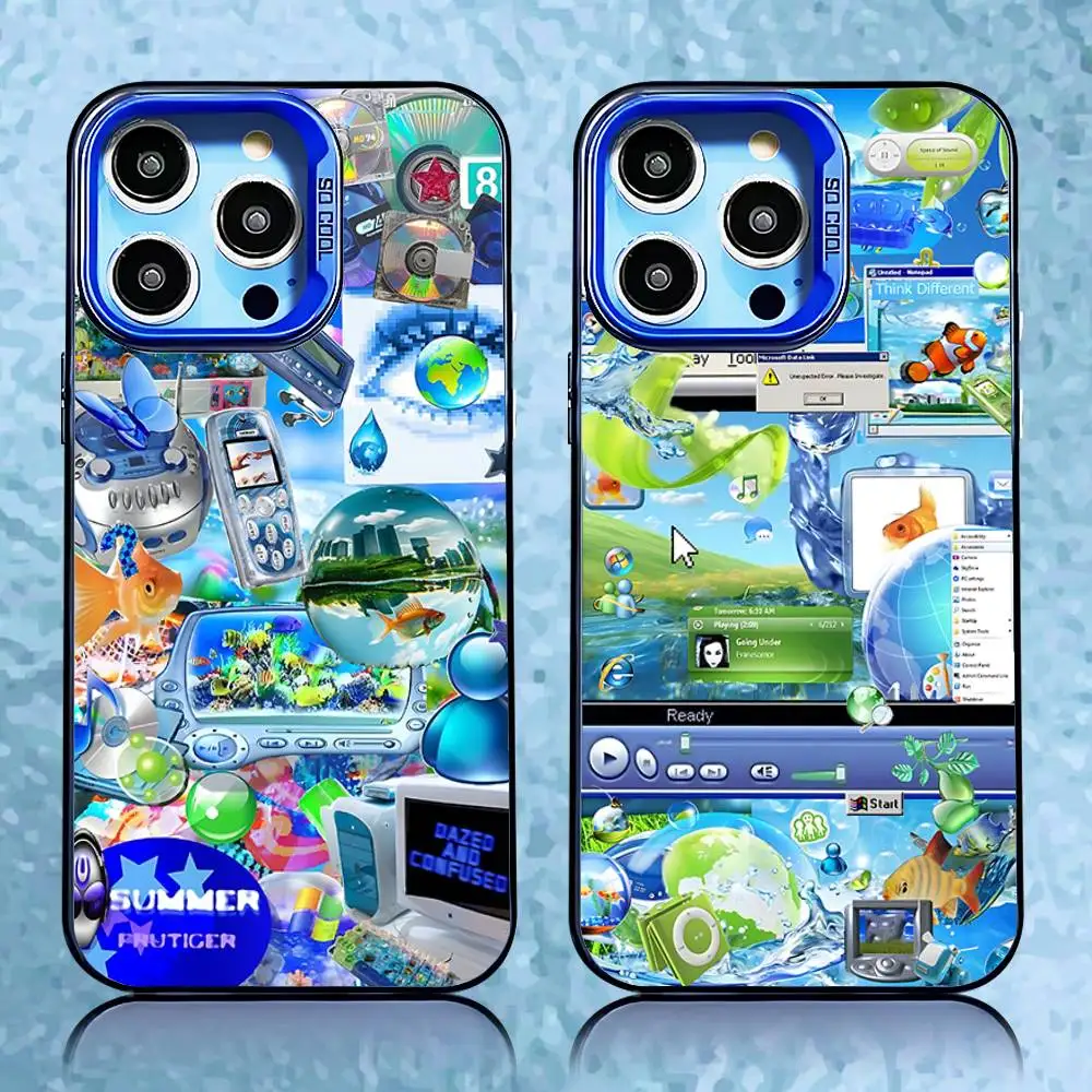 Frutiger Aero Blue Candy Matte Shockproof Phone Case