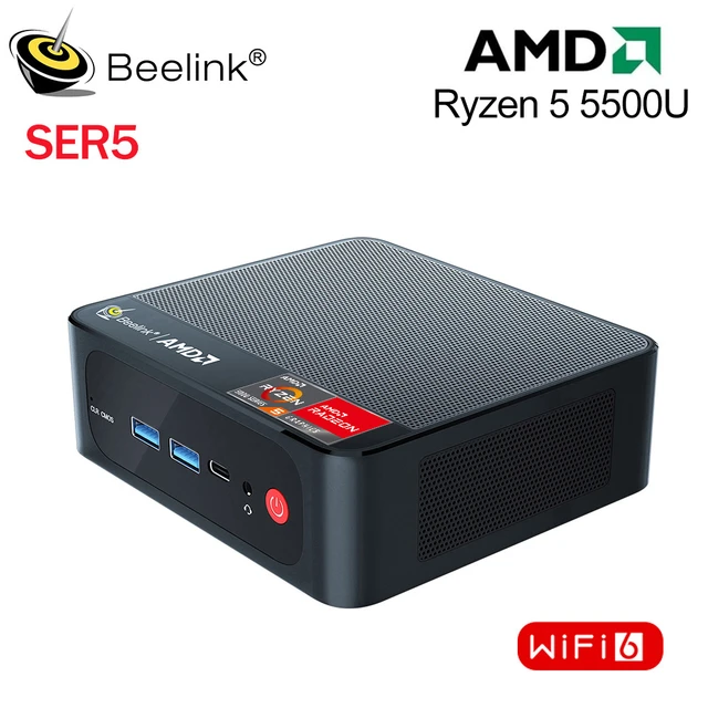  Beelink SER 5 MAX Mini Desktop Pc Computers, Ryzen 7 5800H 8  Cores Up to 4.4Ghz 32GB DDR4 500GB NVME SSD Radeon Graphics,with WiFi  6/BT-5.2/USB C/DP/HDMI,Support 2.5'HDD/SSD : Electronics