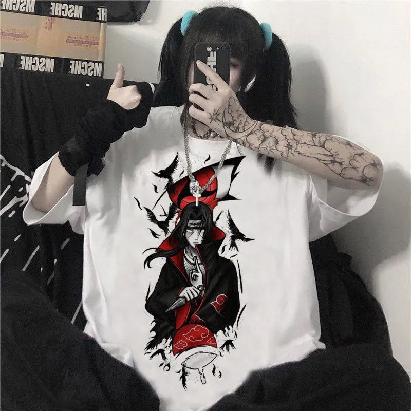 

T-shirt women's cartoon printing casual loose street Tee Gothic style female Harajuku summer dress E-Girl y2k beautiful top