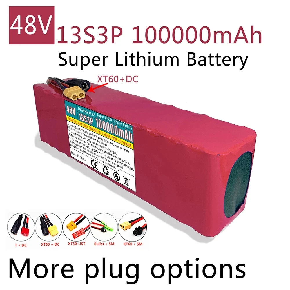 

48V Battery 18650 battery pack 500w 13S3P 100000mAh Li-ion Battery For Electric Scooter eBike with BMS lithium battery 48v