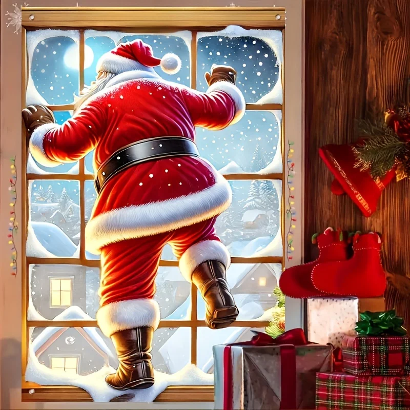 Merry Christmas Door Banner Large Santa Claus Christmas Door Cover Backdrop Christmas Party Supplies Decoration 2026