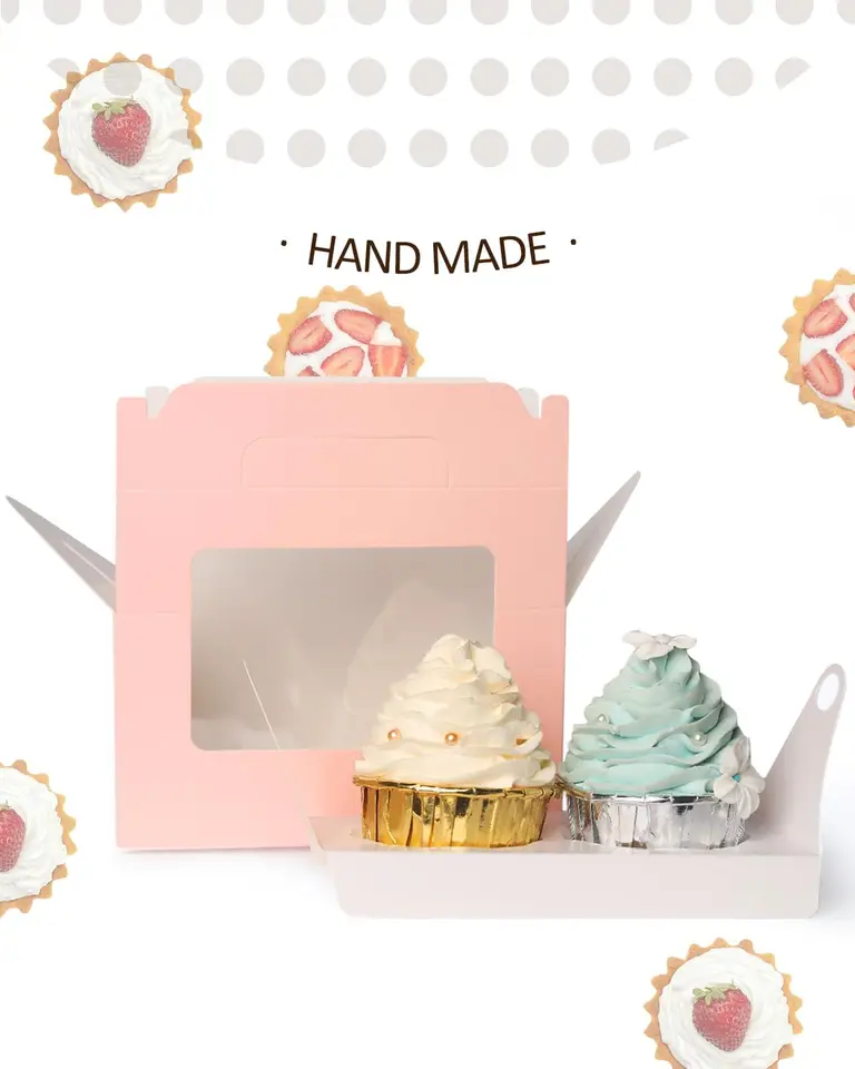 Confezione da 30 scatole bianche per muffin con finestra