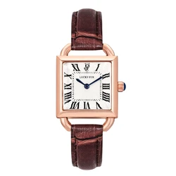 Elegant Women's Quartz Watch Set with PU Leather Strap - Perfect Gift - No (Brown)
