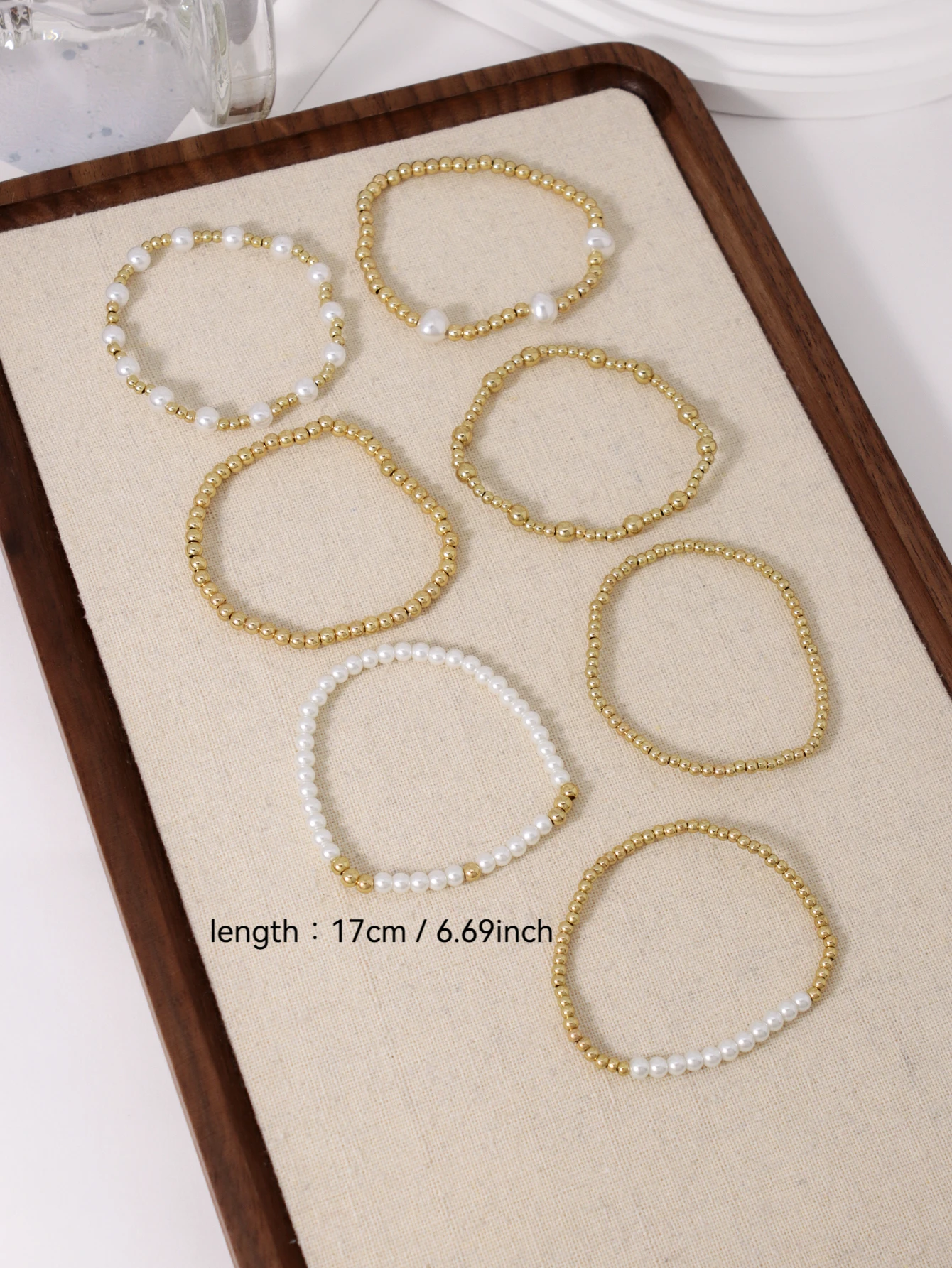 Imitation Pearl Golden CCB Beaded Bracelet Daily Jewelry
