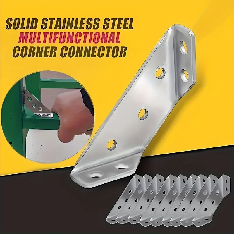 10 Sets Stainless Steel Corner Connectors, Right Angle Thickened Brackets for Furniture, Cabinet & Laminate Projects